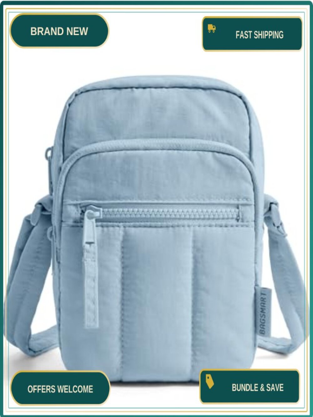 Puffer Crossbody Bag RFID Blocking Mini Cell Phone Purse Travel Wallet